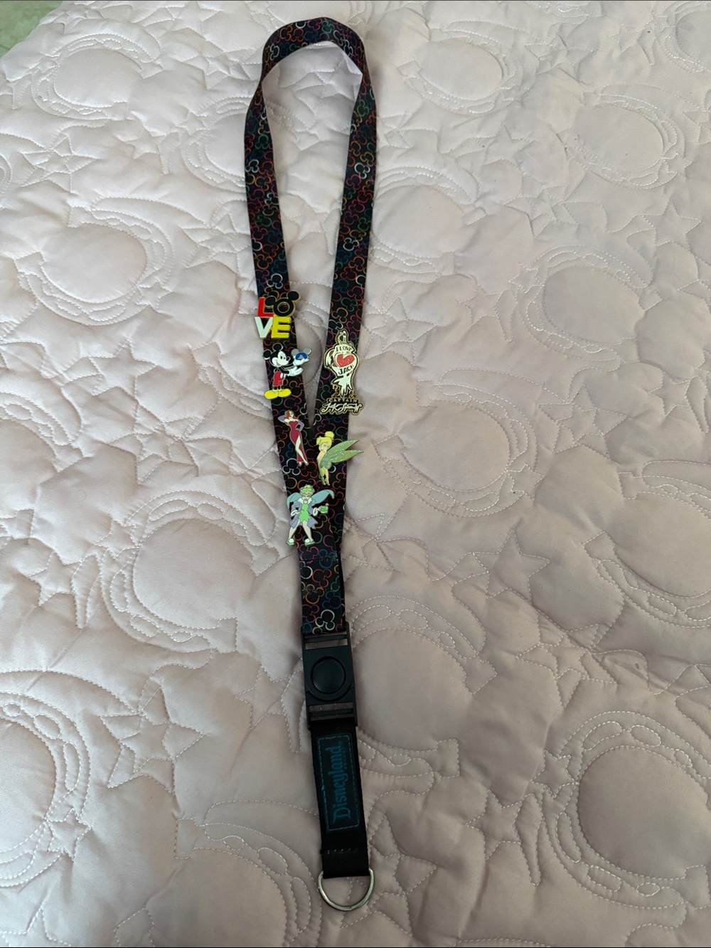 Disney Black Lanyard with Multicolor Character Pins